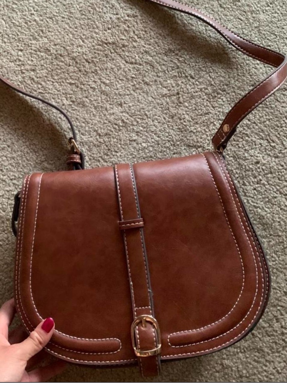 Brown Leather Crossbody Saddle Satchel Bag